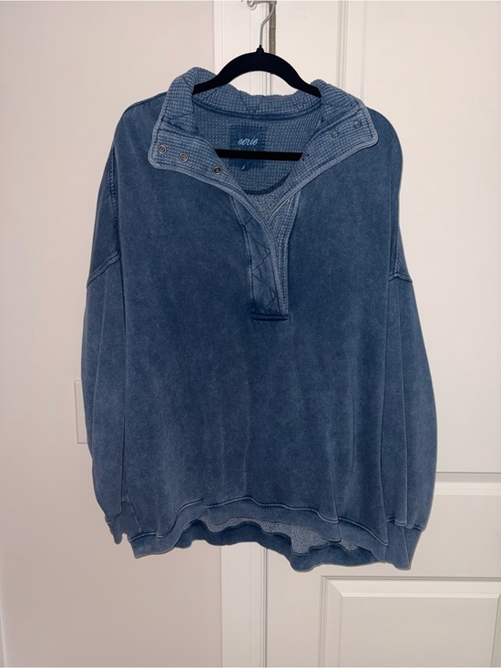 aerie Sweaters - aerie Washed Blue Pullover Turtleneck Sweatshirt